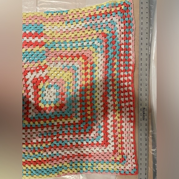 Baby Throw Blanket, Unique, in Pink, White, Coral, Aqua and Yellow, Handmade $54 - Picture 3 of 3